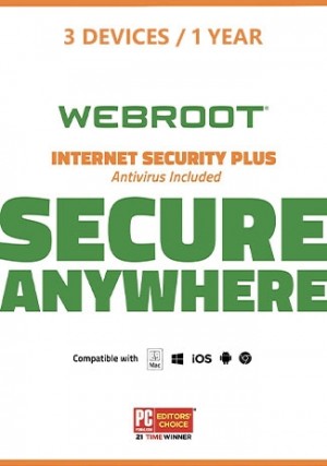 Webroot SecureAnywhere Internet Security Plus /3 Devices (1 Year )